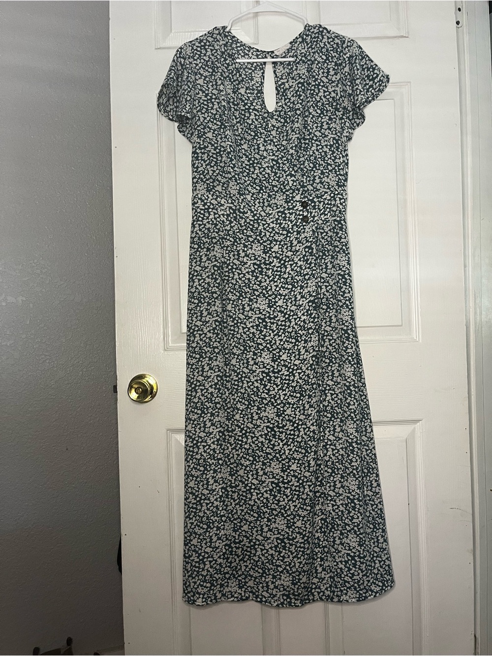 Sienna Sky Green and White Floral faux wrap Maxi Dress